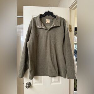RedHead Sweater Mens X-Large Taupe Brown Heathered Henley Neckline Pullover XL